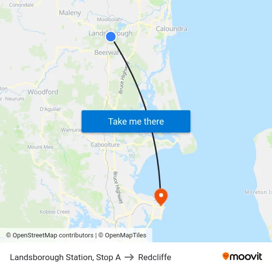 Landsborough Station, Stop A to Redcliffe map