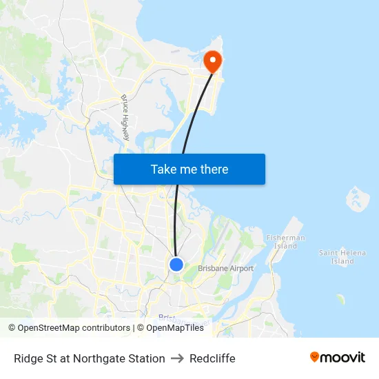 Ridge St at Northgate Station to Redcliffe map