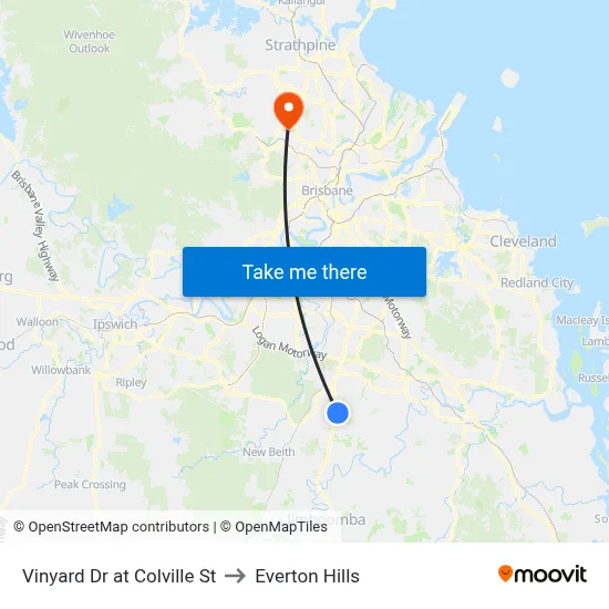 Vinyard Dr at Colville St to Everton Hills map