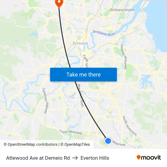 Attewood Ave at Demeio Rd to Everton Hills map