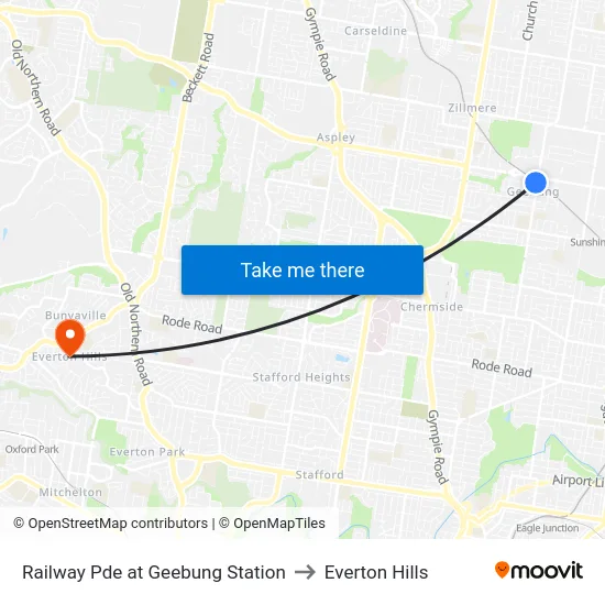 Railway Pde at Geebung Station to Everton Hills map