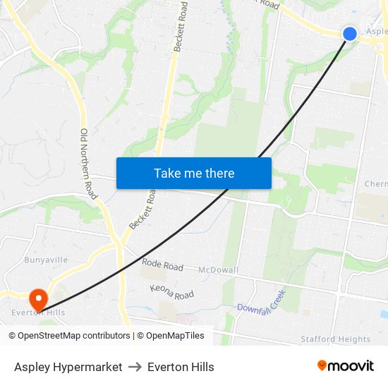 Aspley Hypermarket to Everton Hills map