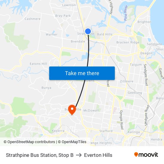 Strathpine Bus Station, Stop B to Everton Hills map