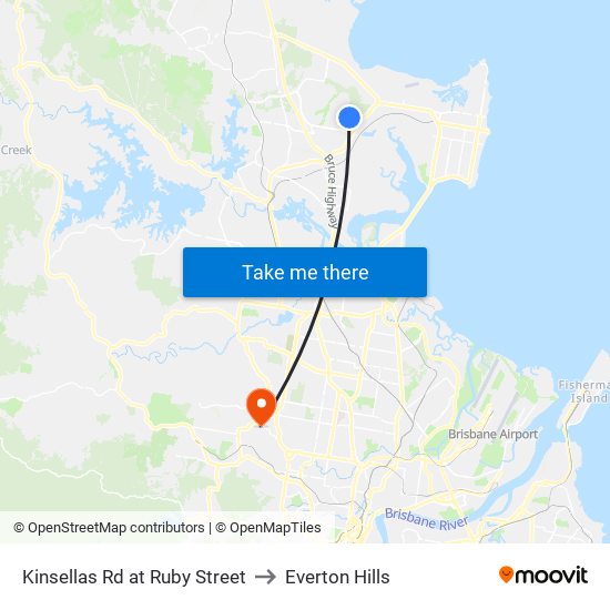 Kinsellas Rd at Ruby Street to Everton Hills map