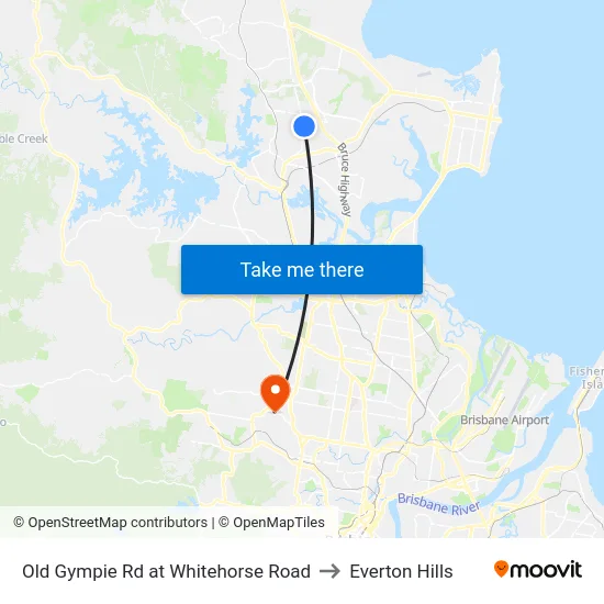Old Gympie Rd at Whitehorse Road to Everton Hills map
