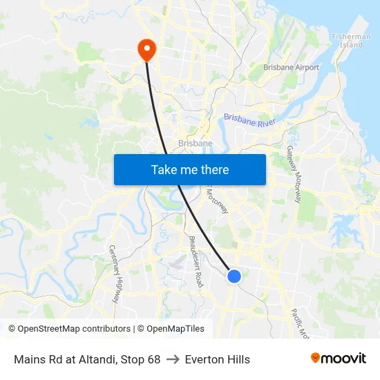 Mains Rd at Altandi, Stop 68 to Everton Hills map