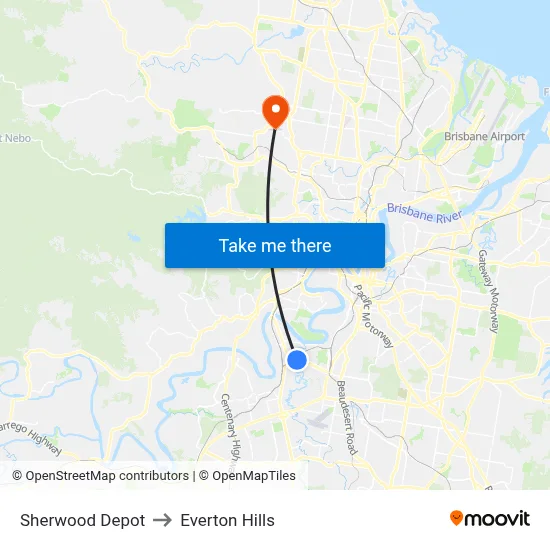 Sherwood Depot to Everton Hills map