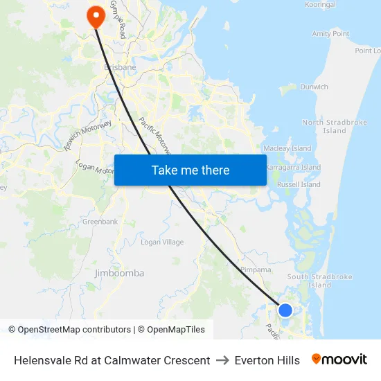 Helensvale Rd at Calmwater Crescent to Everton Hills map