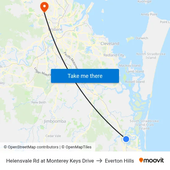 Helensvale Rd at Monterey Keys Drive to Everton Hills map