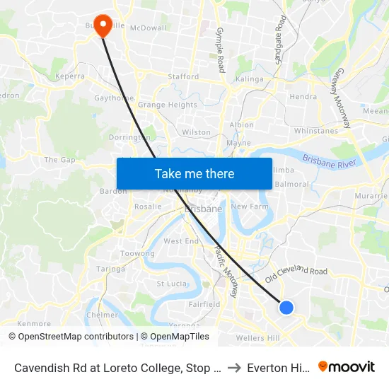Cavendish Rd at Loreto College, Stop 35 to Everton Hills map