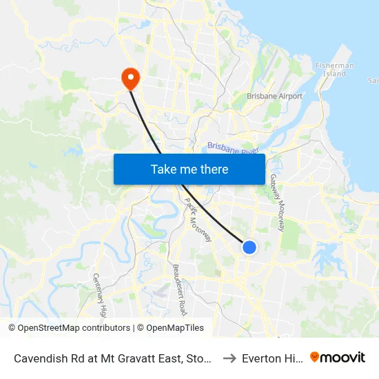 Cavendish Rd at Mt Gravatt East, Stop 60 to Everton Hills map