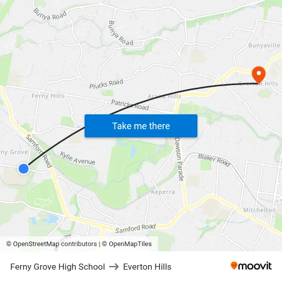 Ferny Grove High School to Everton Hills map