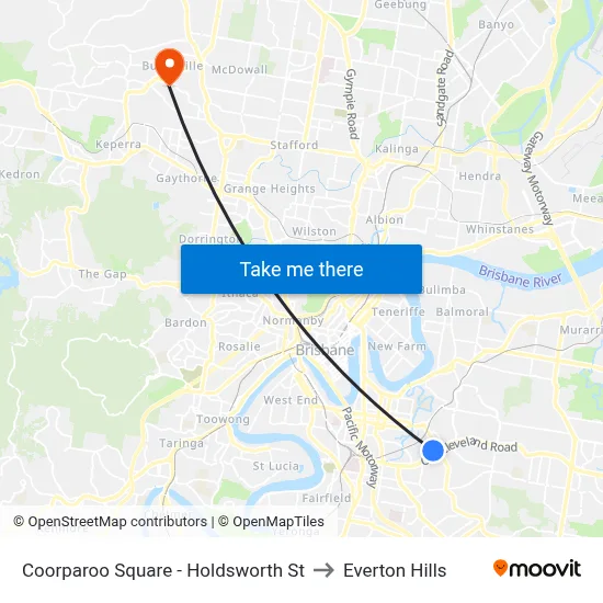 Coorparoo Square - Holdsworth St to Everton Hills map