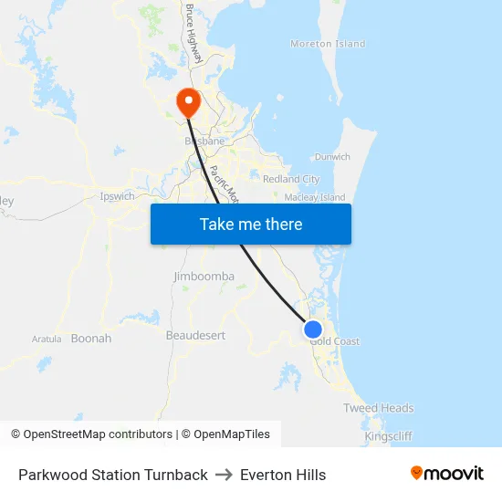 Parkwood Station Turnback to Everton Hills map
