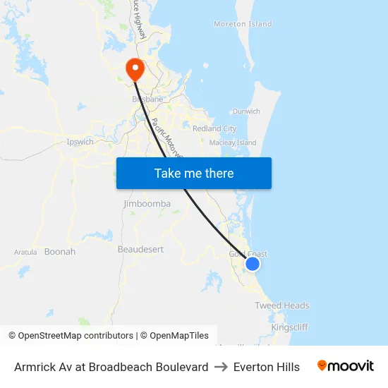 Armrick Av at Broadbeach Boulevard to Everton Hills map