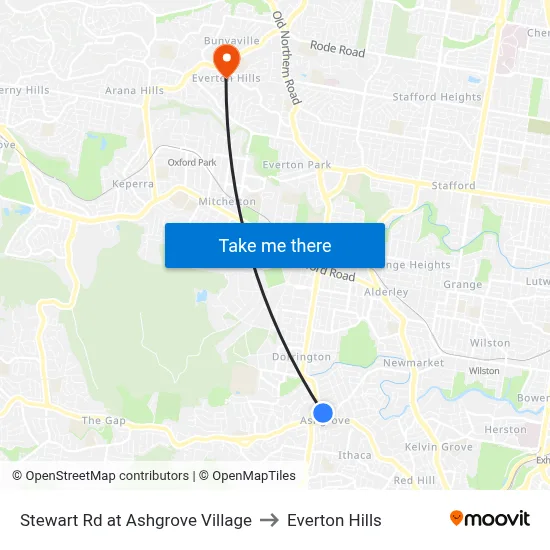 Stewart Rd at Ashgrove Village to Everton Hills map