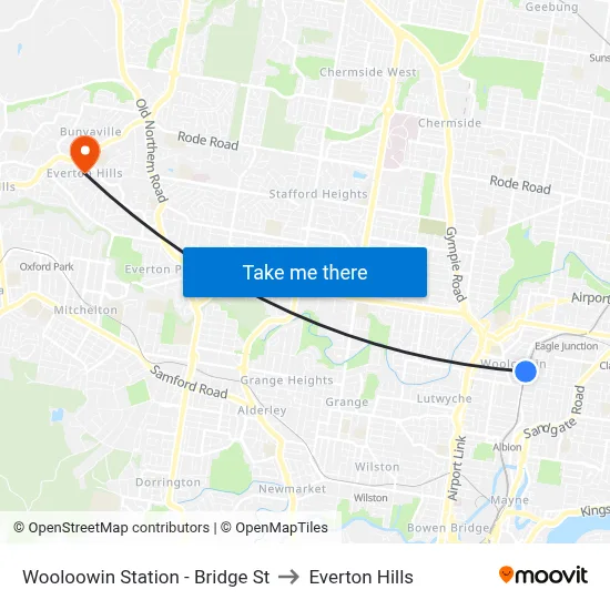 Wooloowin Station - Bridge St to Everton Hills map