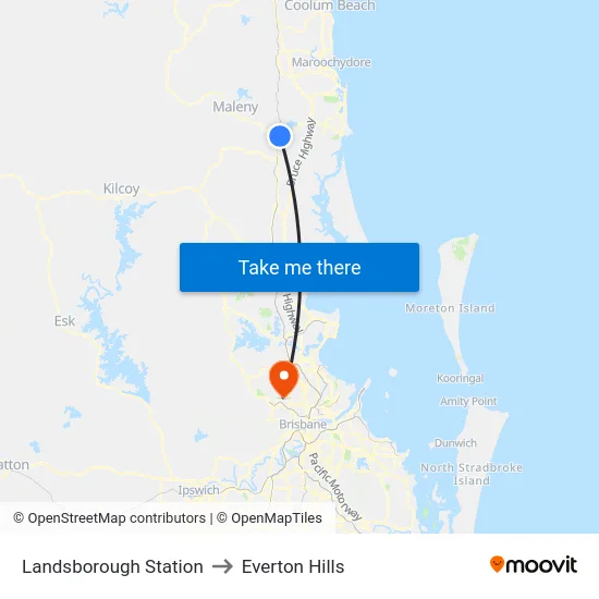 Landsborough Station to Everton Hills map