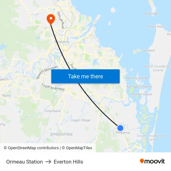 Ormeau Station to Everton Hills map