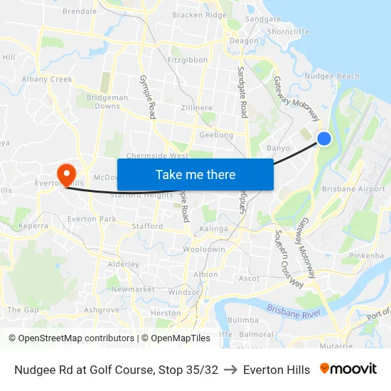 Nudgee Rd at Golf Course, Stop 35/32 to Everton Hills map