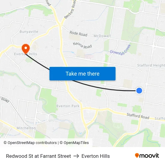 Redwood St at Farrant Street to Everton Hills map