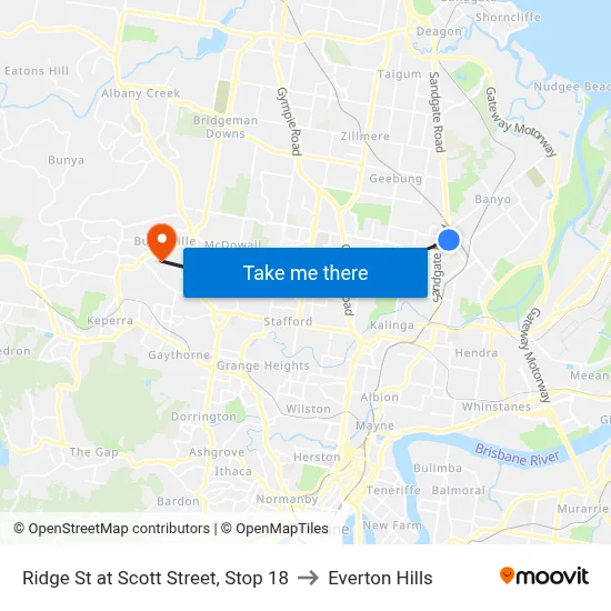 Ridge St at Scott Street, Stop 18 to Everton Hills map