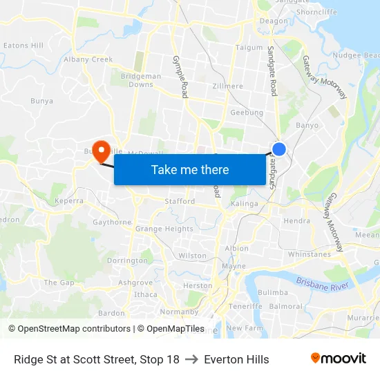 Ridge St at Scott Street, Stop 18 to Everton Hills map