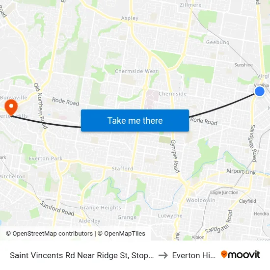 Saint Vincents Rd Near Ridge St, Stop 19 to Everton Hills map