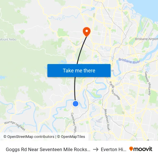 Goggs Rd Near Seventeen Mile Rocks Rd to Everton Hills map
