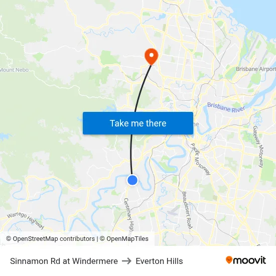 Sinnamon Rd at Windermere to Everton Hills map
