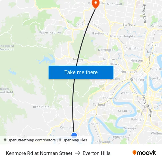 Kenmore Rd at Norman Street to Everton Hills map