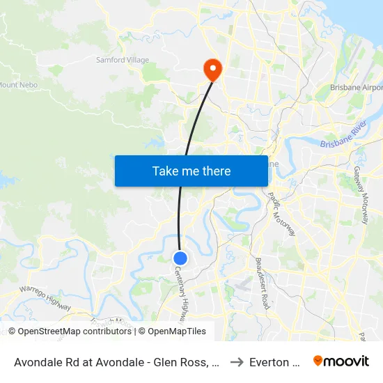 Avondale Rd at Avondale - Glen Ross, Stop 61 to Everton Hills map