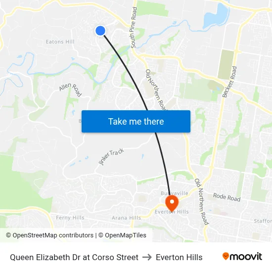 Queen Elizabeth Dr at Corso Street to Everton Hills map