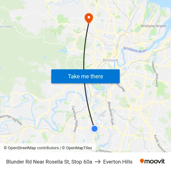 Blunder Rd Near Rosella St, Stop 60a to Everton Hills map
