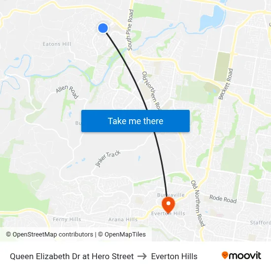 Queen Elizabeth Dr at Hero Street to Everton Hills map