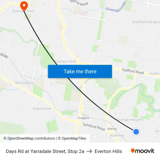 Days Rd at Yarradale Street, Stop 2a to Everton Hills map