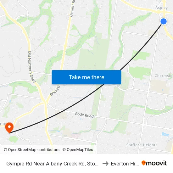 Gympie Rd Near Albany Creek Rd, Stop 42 to Everton Hills map