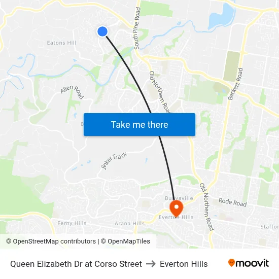 Queen Elizabeth Dr at Corso Street to Everton Hills map