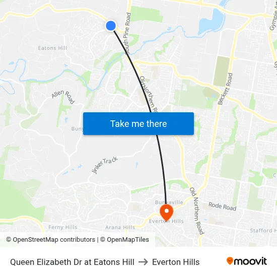Queen Elizabeth Dr at Eatons Hill to Everton Hills map
