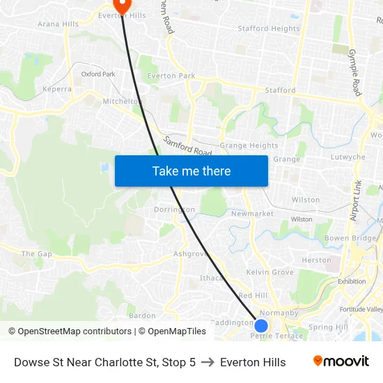 Dowse St Near Charlotte St, Stop 5 to Everton Hills map