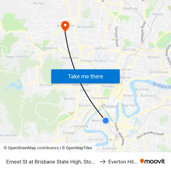 Ernest St at Brisbane State High, Stop 3 to Everton Hills map