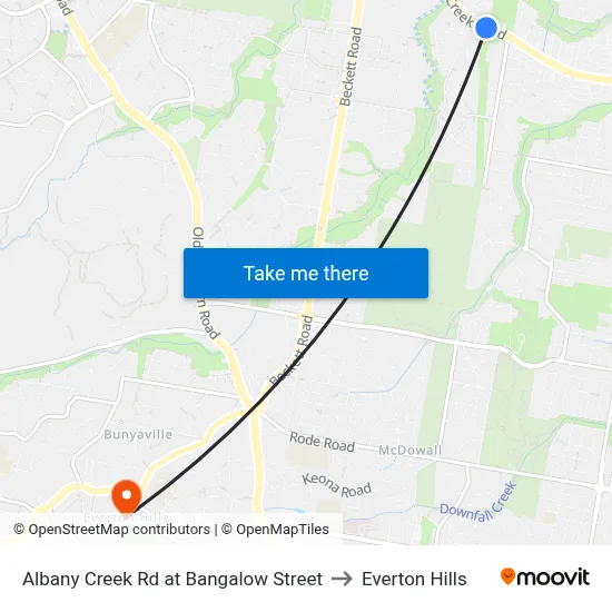 Albany Creek Rd at Bangalow Street to Everton Hills map