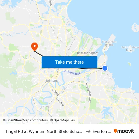 Tingal Rd at Wynnum North State School, Stop 10/5 to Everton Hills map