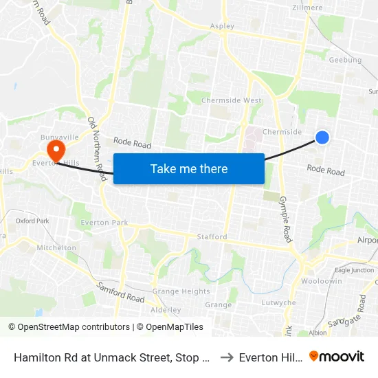 Hamilton Rd at Unmack Street, Stop 50 to Everton Hills map