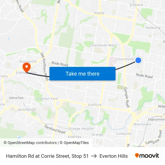 Hamilton Rd at Corrie Street, Stop 51 to Everton Hills map
