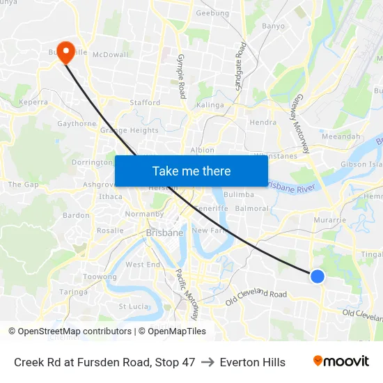 Creek Rd at Fursden Road, Stop 47 to Everton Hills map