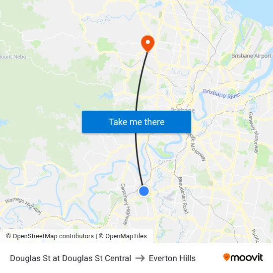 Douglas St at Douglas St Central to Everton Hills map