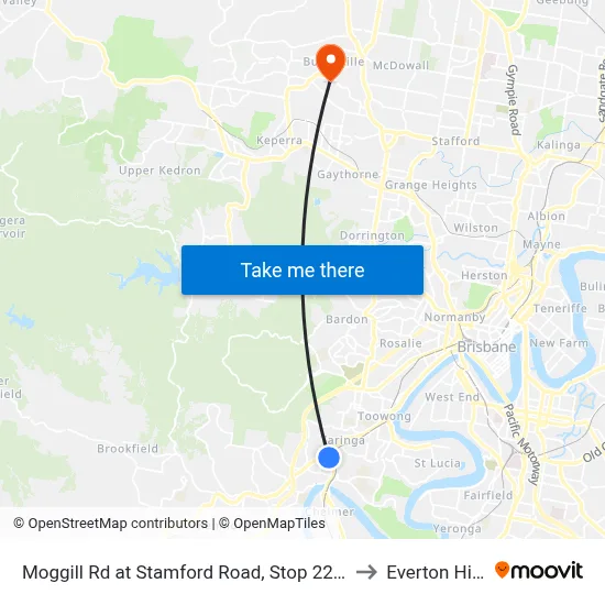 Moggill Rd at Stamford Road, Stop 22/23 to Everton Hills map