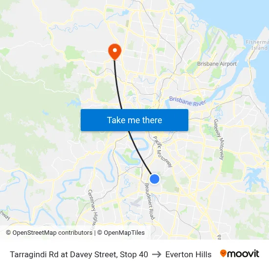 Tarragindi Rd at Davey Street, Stop 40 to Everton Hills map