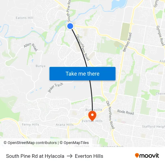 South Pine Rd at Hylacola to Everton Hills map